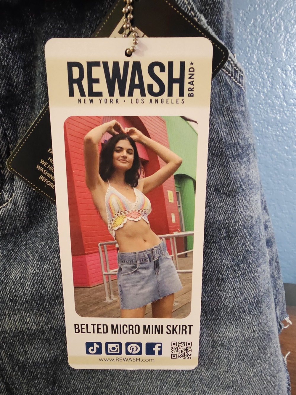Rewash Blue Belted Micro Mini Skirt